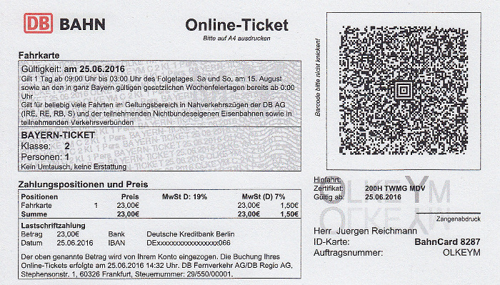 Bayern-Ticket: München - Augsburg / Augsburg - München