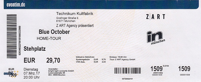Technikum (Kultfabrik München): Blue October