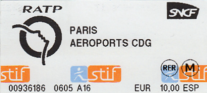 Paris RER CDG - Flughafen Gare du Nord 2.6. / Gare du Nord - Flughafen CDG 5.6.