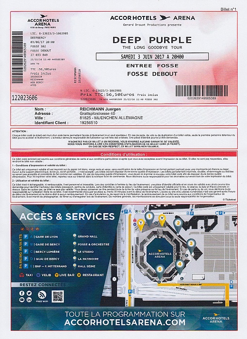 AccorHotels Arena (Palais Omnisports de Paris-Bercy): Deep Purple (+ Monster Truck)