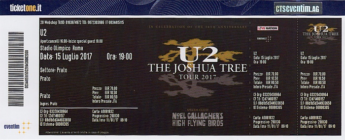 Rom Stadio Olimpico (Olympiastadion): U2 (+ Noel Gallagher’s High Flying Birds)