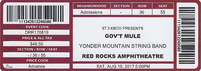 Morrison Red Rocks Amphitheatre: Gov't Mule / Yonder Mountain String Band / The Marcus King Band