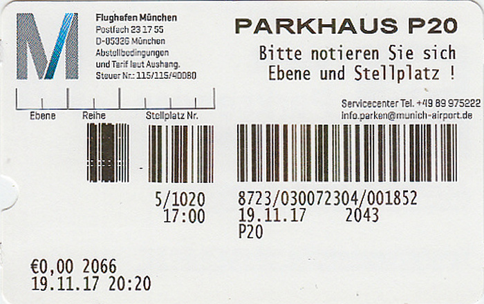 Flughafen München Parkschein Flughafen Franz Josef Strauß