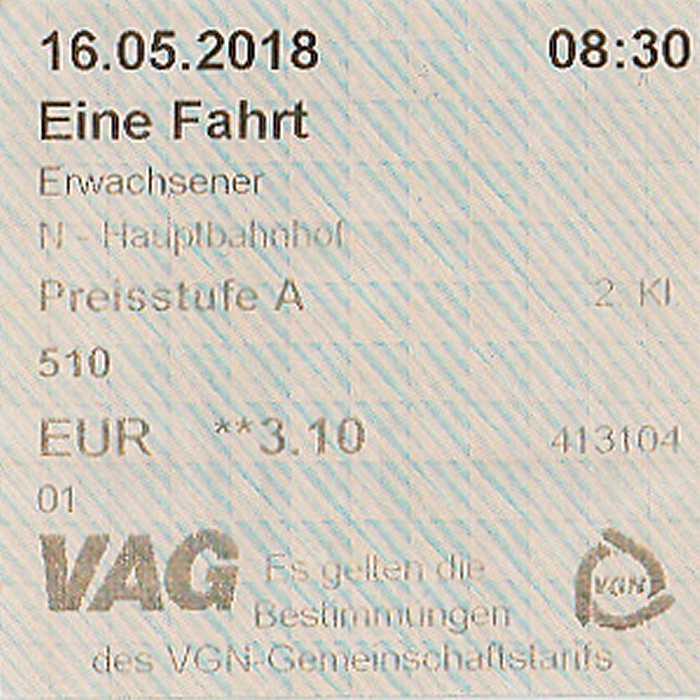 Nürnberg VAG-Einzelfahrkarte