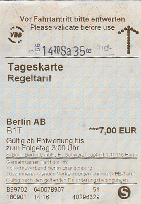 Berlin VBB-Tageskarte Regeltarif