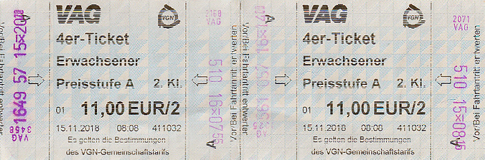 Nürnberg VAG-4er-Ticket