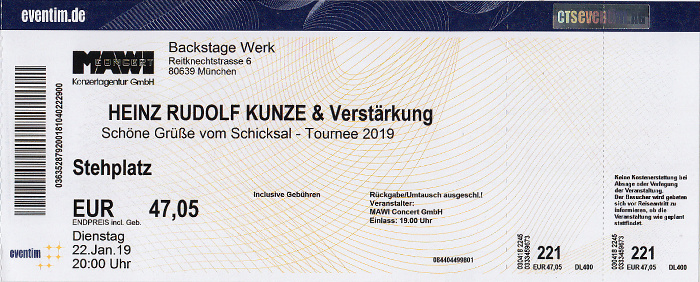 München Backstage: Heinz Rudolf Kunze + Verstärkung