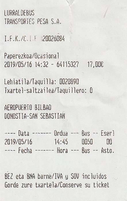 Bus Flughafen Bilbao - San Sebastian