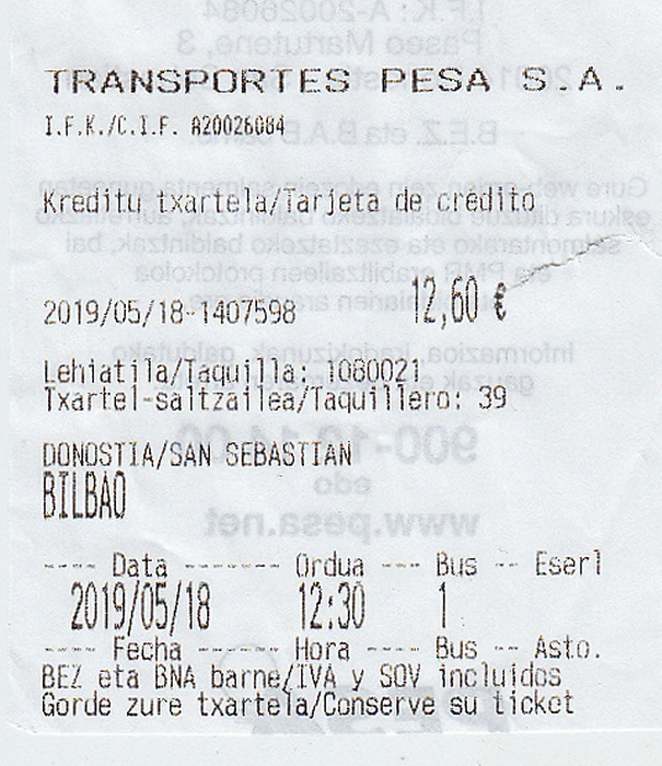 Donostia-San Sebastián Bus San Sebastian - Bilbao
