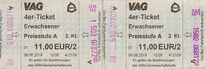 Nürnberg VAG 4er-Ticket