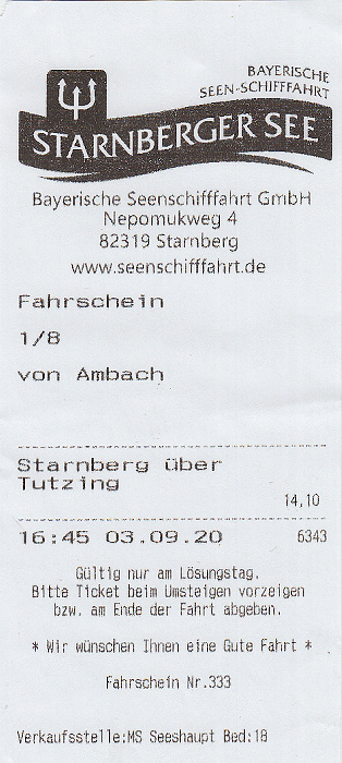 Fahrschein Schiff Ambach - Starnberg