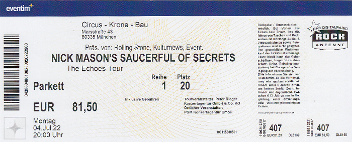 München Circus Krone: Nick Mason’s Saucerful of Secrets