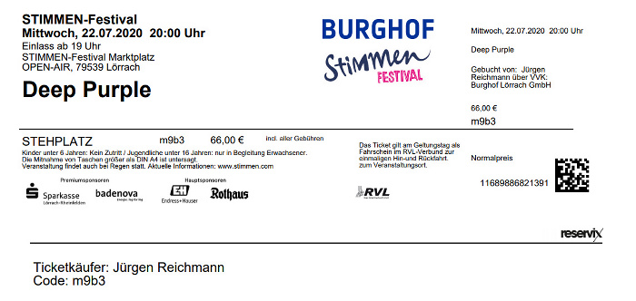 Lörrach Stimmen-Festival Marktplatz: Deep Purple (+ Andrea Bignasca)