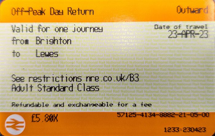 Bahnfahrkarte Brighton - Lewes