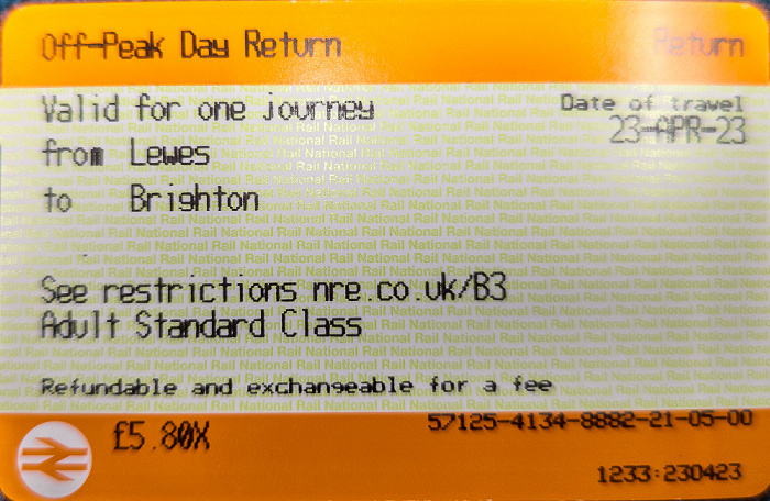 Bahnfahrkarte Lewes - Brighton