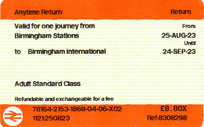 Bahnfahrkarte Birmingham New Street - Birmingham International