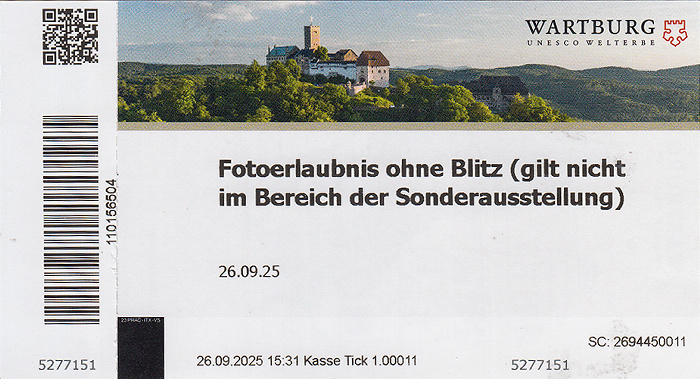 Fotoerlaubnis Wartburg Eisenach 2025